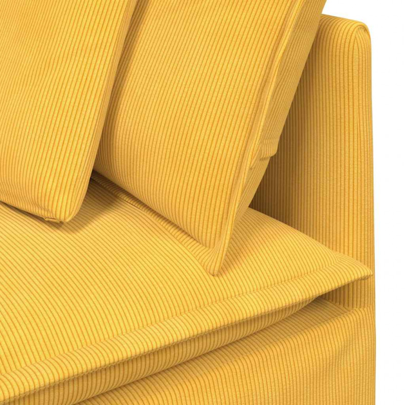Sofa modułowa z poduszkami Tkanina sztruksowa Jasnożółta