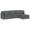 Sofa modułowa z podnóżkiem i poduszkami Tkanina Ciemnoszara