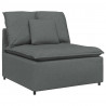 Sofa modułowa z podnóżkiem i poduszkami Tkanina Ciemnoszara