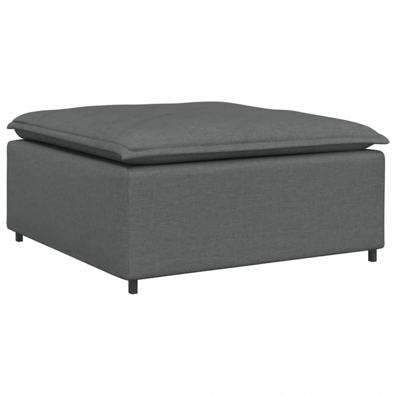 Sofa modułowa z podnóżkiem i poduszkami Tkanina Ciemnoszara