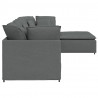 Sofa modułowa z podnóżkiem i poduszkami Tkanina Ciemnoszara