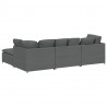 Sofa modułowa z podnóżkiem i poduszkami Tkanina Ciemnoszara