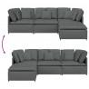 Sofa modułowa z podnóżkiem i poduszkami Tkanina Ciemnoszara