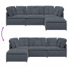 Sofa modułowa z podnóżkiem i poduszkami aksamitna ciemnoszara