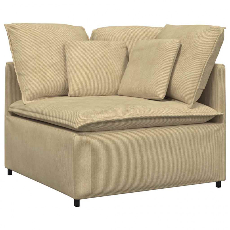 Sofa modułowa z podnóżkiem i poduszkami Tkanina sztruksowa
