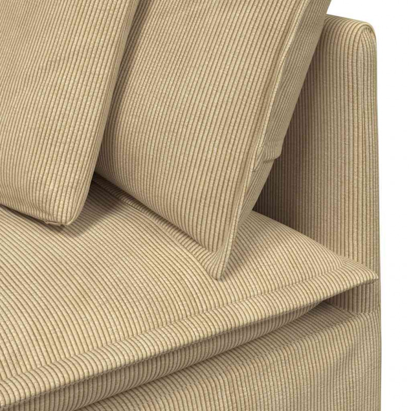 Sofa modułowa z podnóżkiem i poduszkami Tkanina sztruksowa