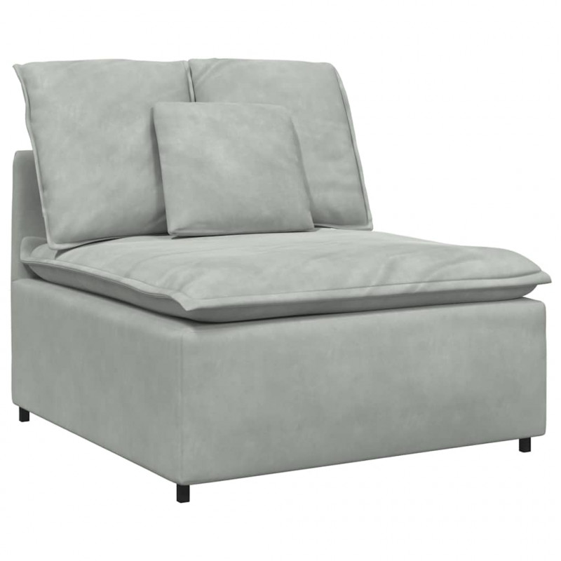 Sofa modułowa z poduszkami aksamitna jasnoszara