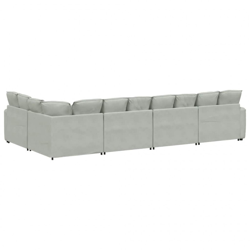Sofa modułowa z poduszkami aksamitna jasnoszara