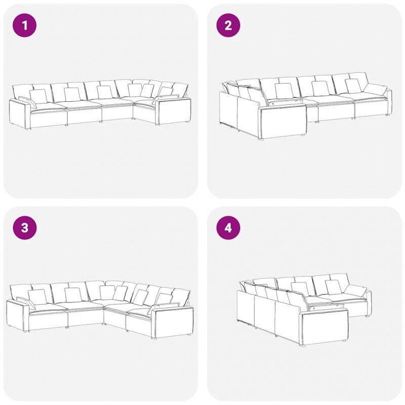 Sofa modułowa z poduszkami aksamitna jasnoszara