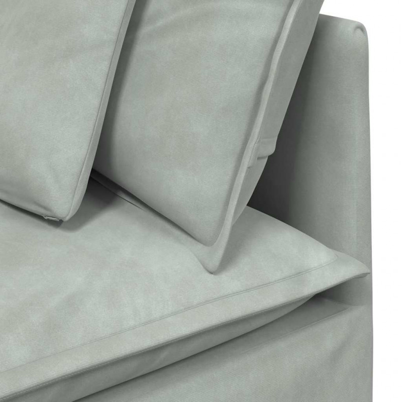 Sofa modułowa z poduszkami aksamitna jasnoszara