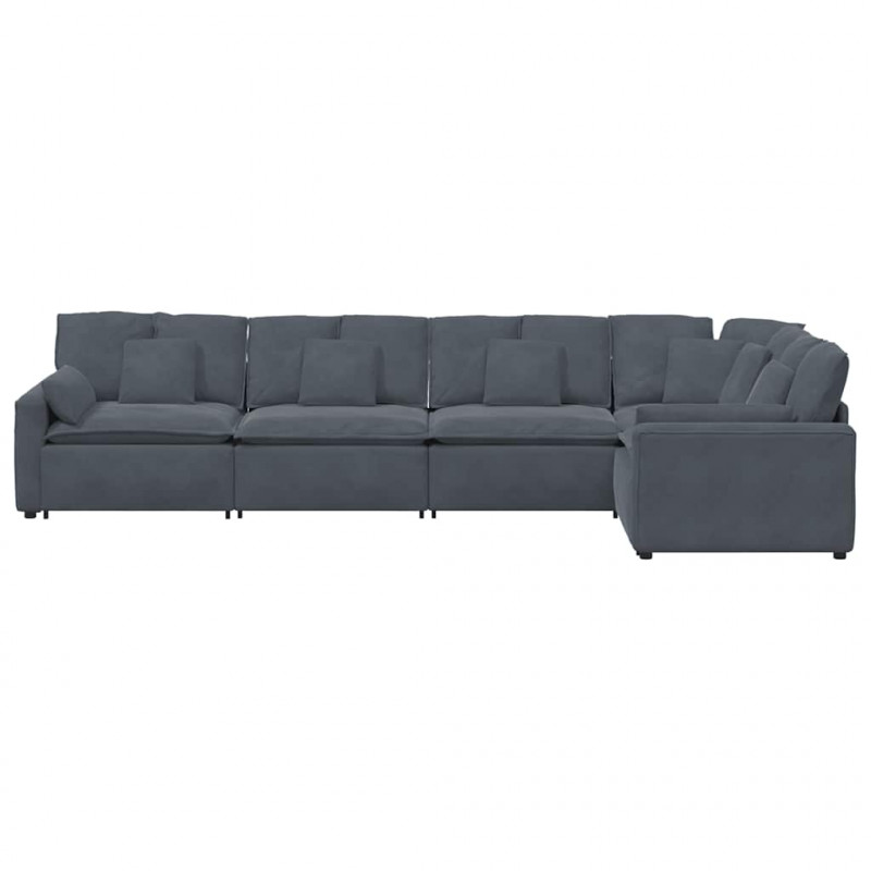 Sofa modułowa z poduszkami aksamitna ciemnoszara