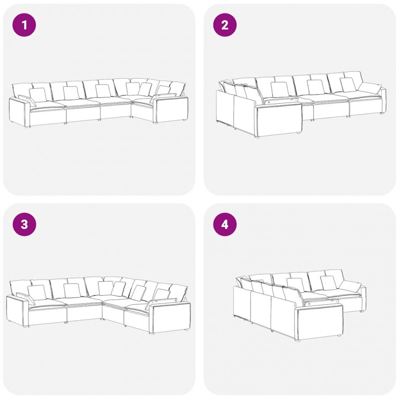 Sofa modułowa z poduszkami aksamitna ciemnoszara