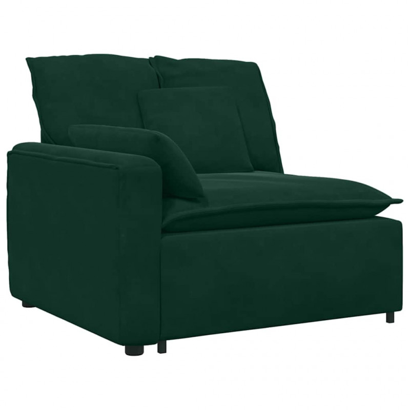 Sofa modułowa z poduszkami aksamitna ciemnozielona