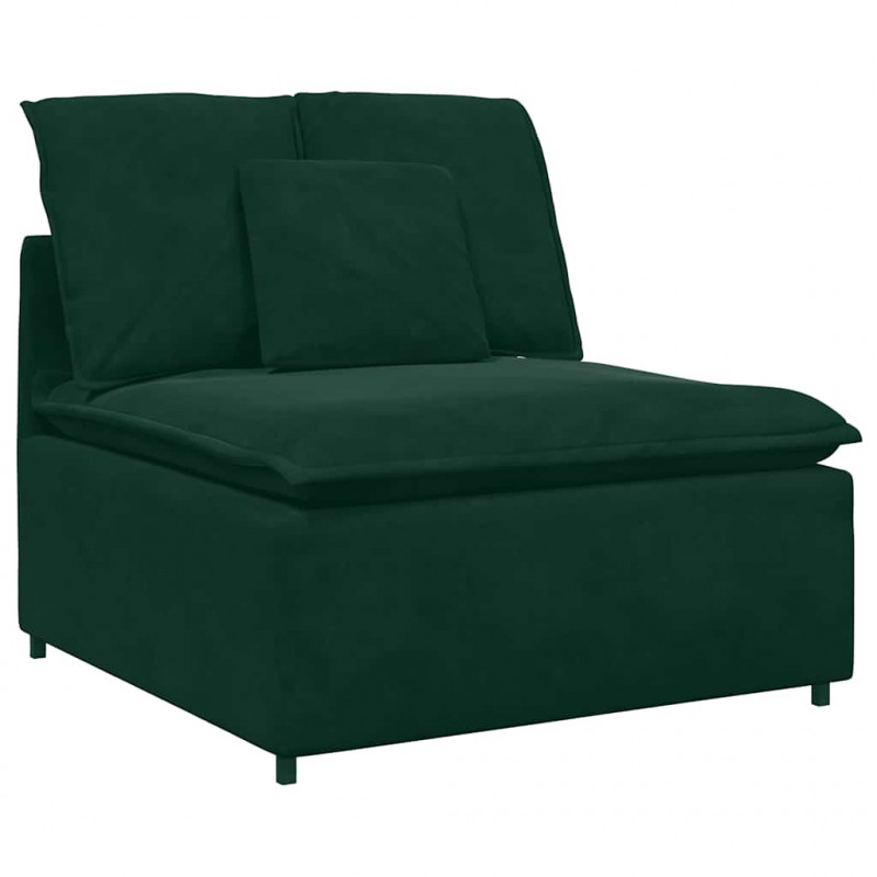 Sofa modułowa z poduszkami aksamitna ciemnozielona
