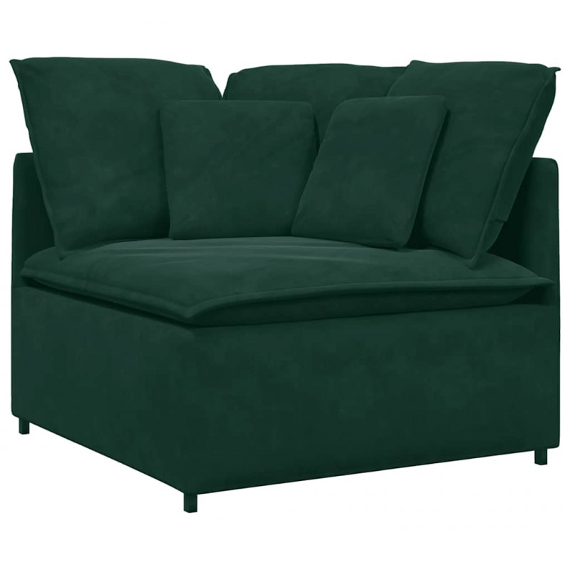 Sofa modułowa z poduszkami aksamitna ciemnozielona