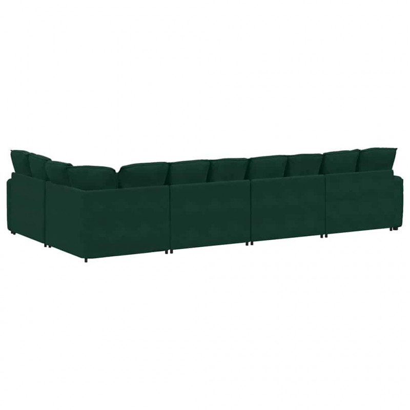 Sofa modułowa z poduszkami aksamitna ciemnozielona