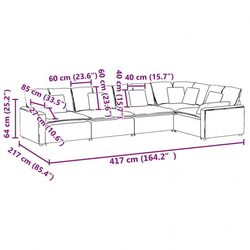 Sofa modułowa z poduszkami aksamitna ciemnozielona