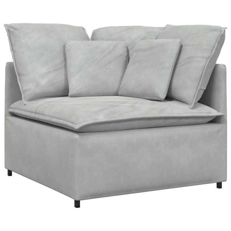 Sofa modułowa z poduszkami aksamitna jasnoszara