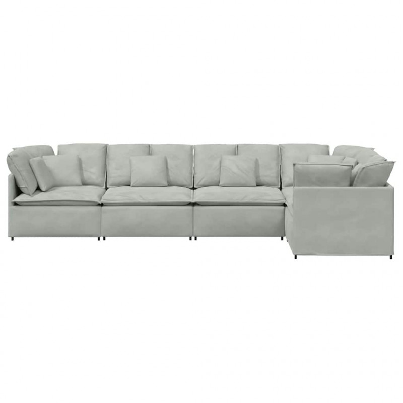 Sofa modułowa z poduszkami aksamitna jasnoszara