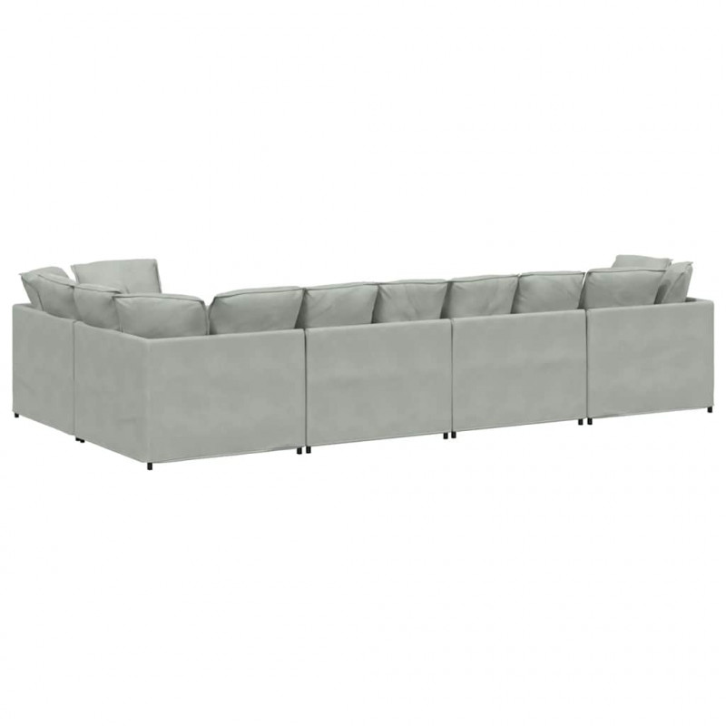 Sofa modułowa z poduszkami aksamitna jasnoszara