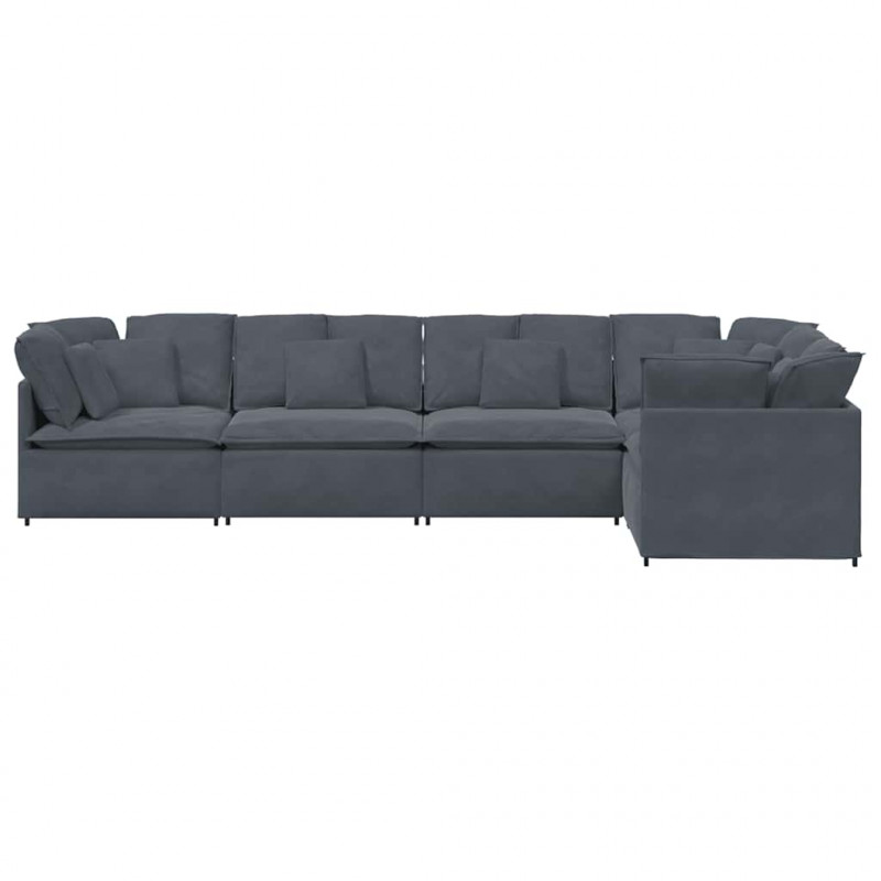 Sofa modułowa z poduszkami aksamitna ciemnoszara
