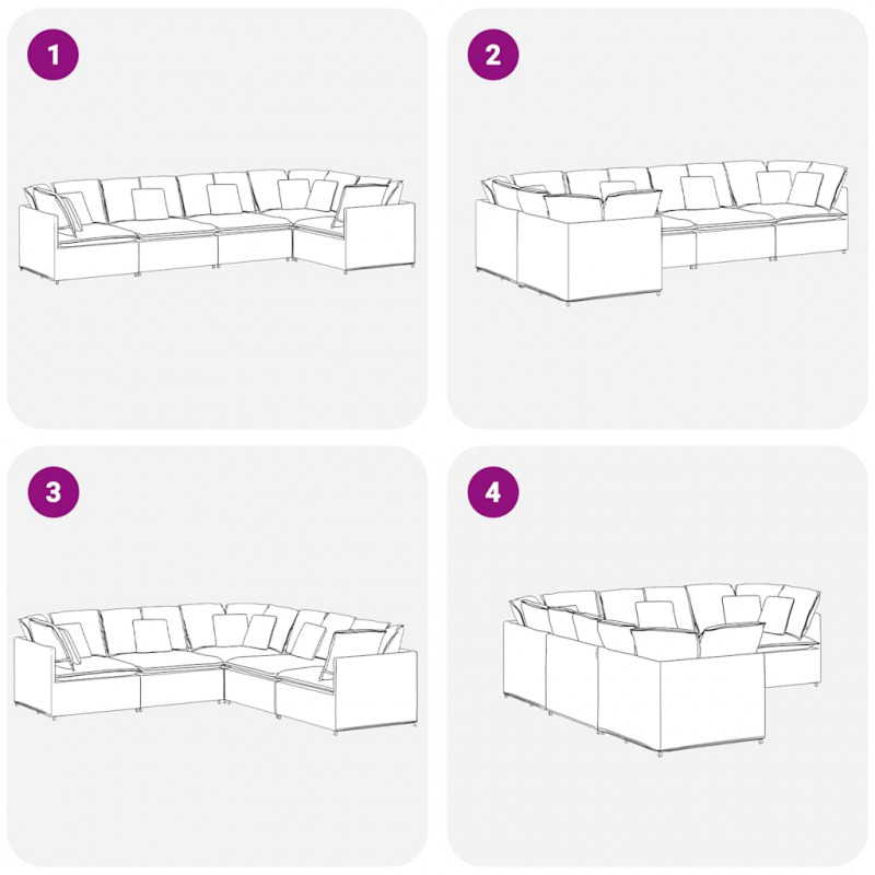 Sofa modułowa z poduszkami aksamitna ciemnoszara