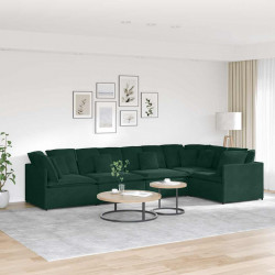 Sofa modułowa z poduszkami aksamitna ciemnozielona
