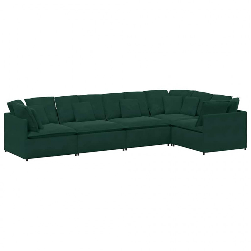 Sofa modułowa z poduszkami aksamitna ciemnozielona