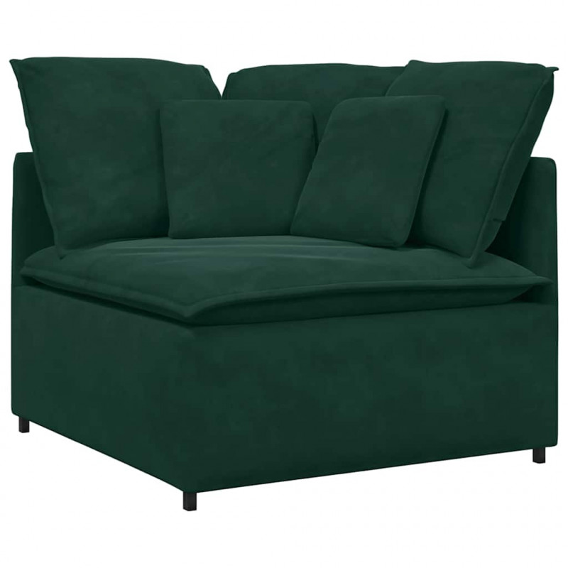 Sofa modułowa z poduszkami aksamitna ciemnozielona
