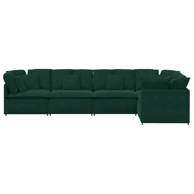 Sofa modułowa z poduszkami aksamitna ciemnozielona