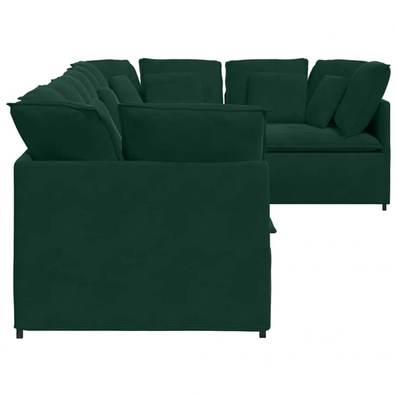 Sofa modułowa z poduszkami aksamitna ciemnozielona