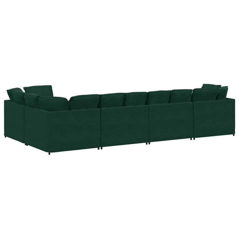 Sofa modułowa z poduszkami aksamitna ciemnozielona