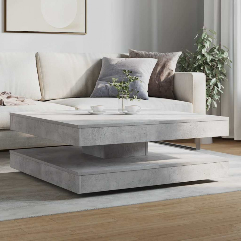 Stolik kawowy obrotowy 360 stopni Betonowy szary 90x90x34,5 cm