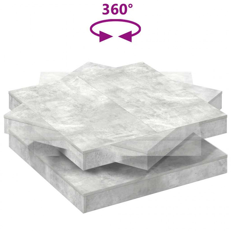 Stolik kawowy obrotowy 360 stopni Betonowy szary 90x90x34,5 cm