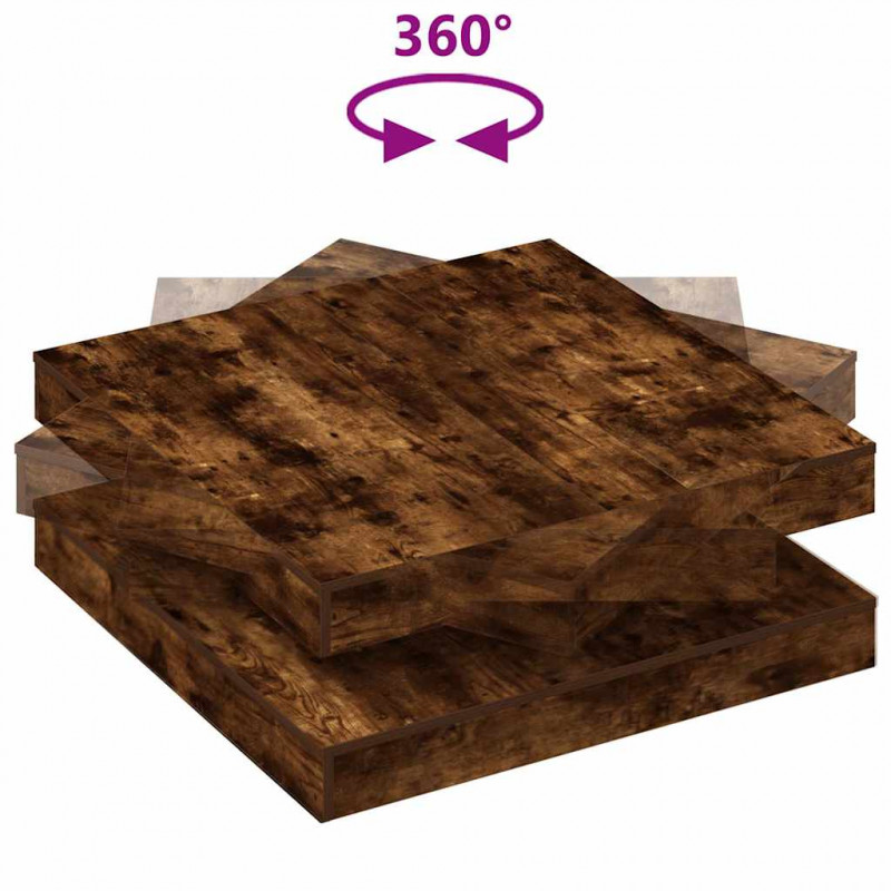 Stolik kawowy obrotowy 360 stopni, dąb wędzony, 90x90x34,5 cm