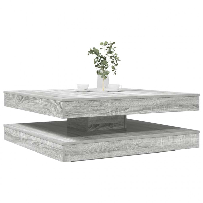 Stolik kawowy obrotowy 360 stopni Szary Sonoma 90x90x34,5 cm