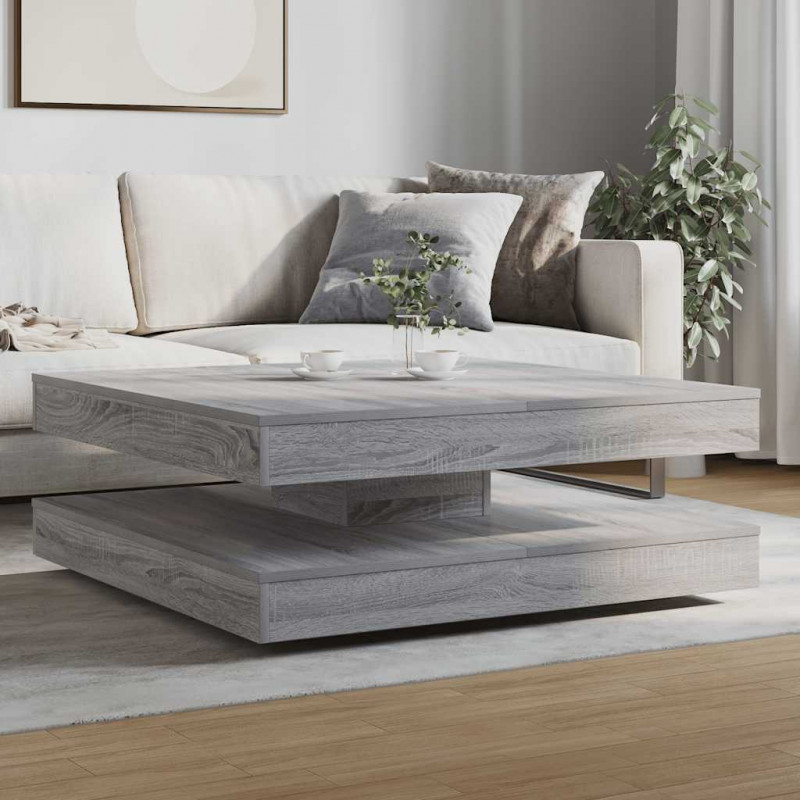 Stolik kawowy obrotowy 360 stopni Szary Sonoma 90x90x34,5 cm