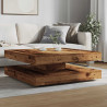 Stolik kawowy obrotowy 360 stopni Stare drewno 90x90x34,5 cm