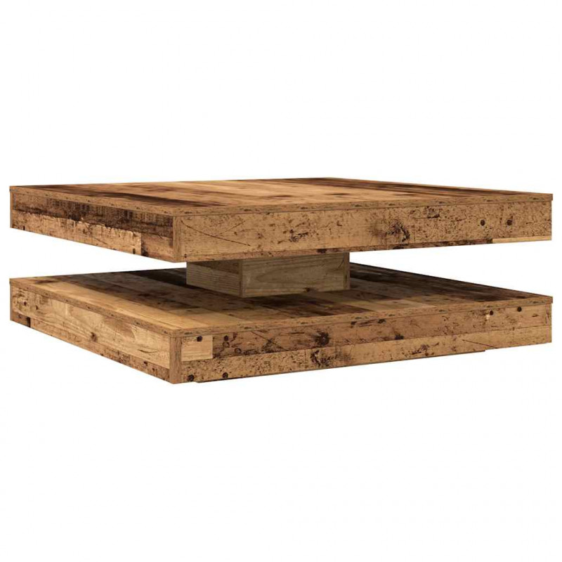 Stolik kawowy obrotowy 360 stopni Stare drewno 90x90x34,5 cm
