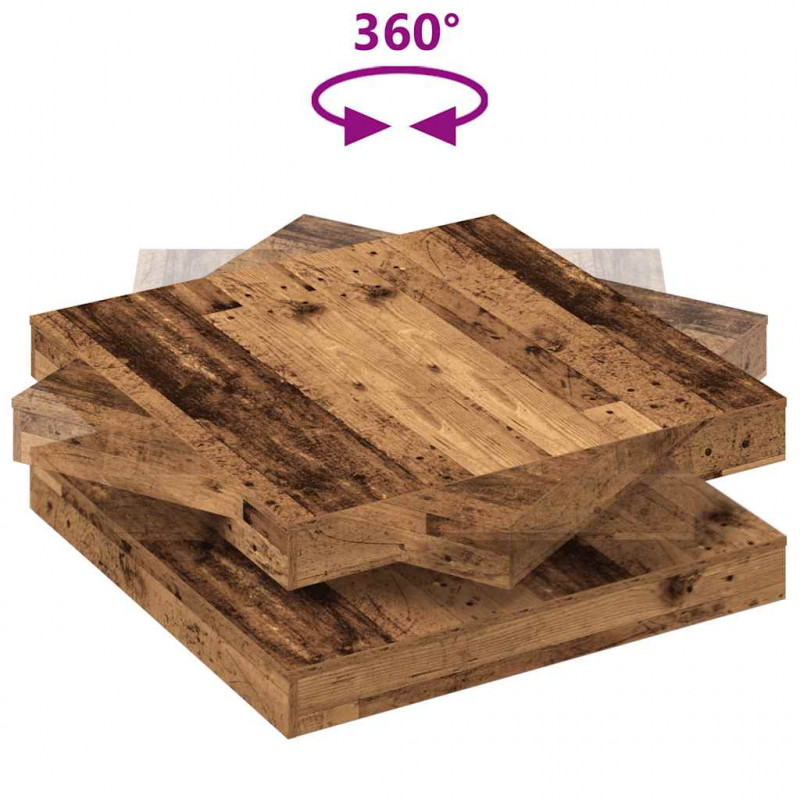 Stolik kawowy obrotowy 360 stopni Stare drewno 90x90x34,5 cm