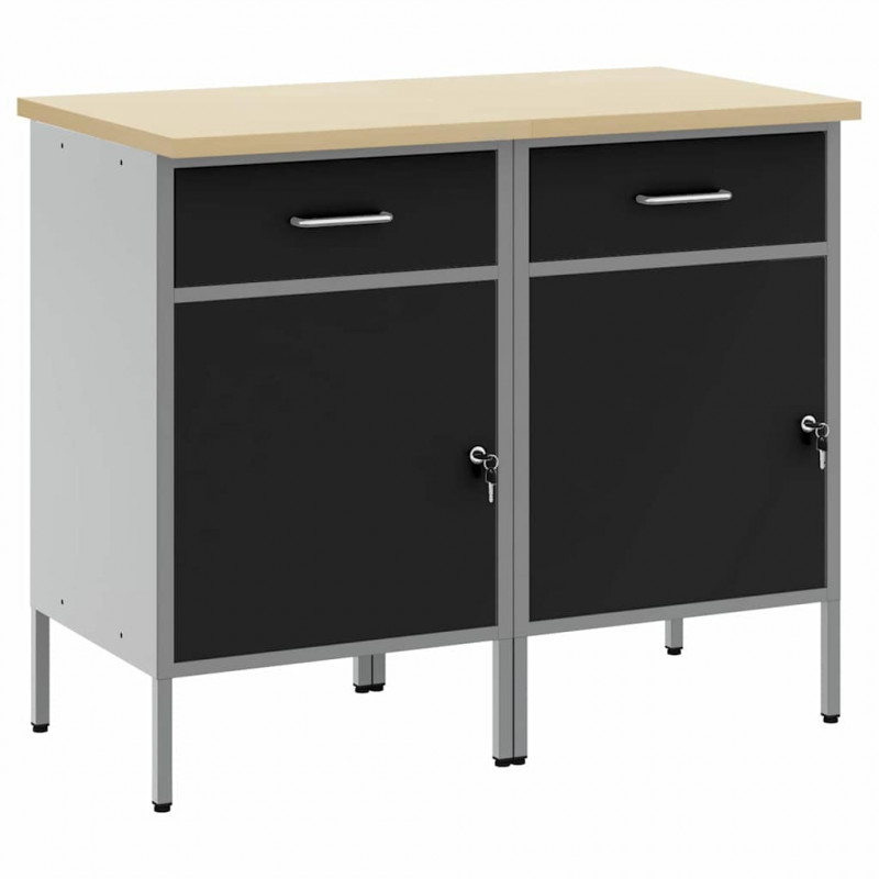 Szafka robocza z szufladą 2 pcs Czarny i szary 100 x 55 x 85 cm