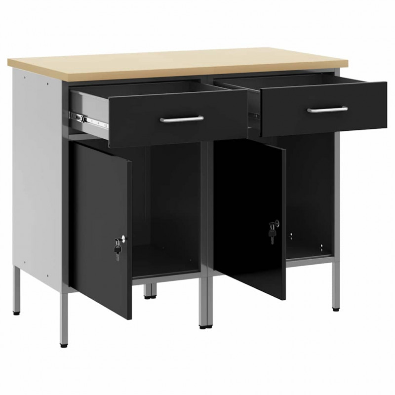 Szafka robocza z szufladą 2 pcs Czarny i szary 100 x 55 x 85 cm