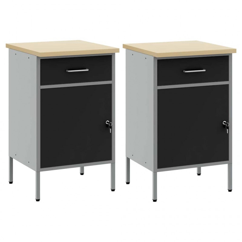 Szafka robocza z szufladą 2 pcs Czarny i szary 100 x 55 x 85 cm