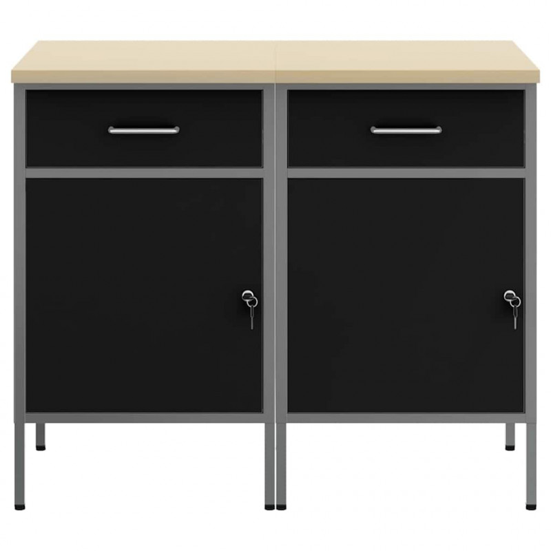 Szafka robocza z szufladą 2 pcs Czarny i szary 100 x 55 x 85 cm