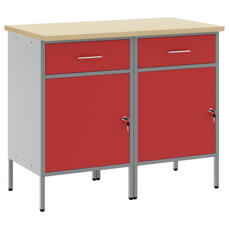 Szafka robocza 2 pcs Czerwony i Szary 100 x 55 x 85 cm