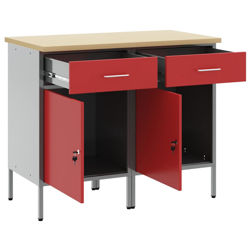 Szafka robocza 2 pcs Czerwony i Szary 100 x 55 x 85 cm