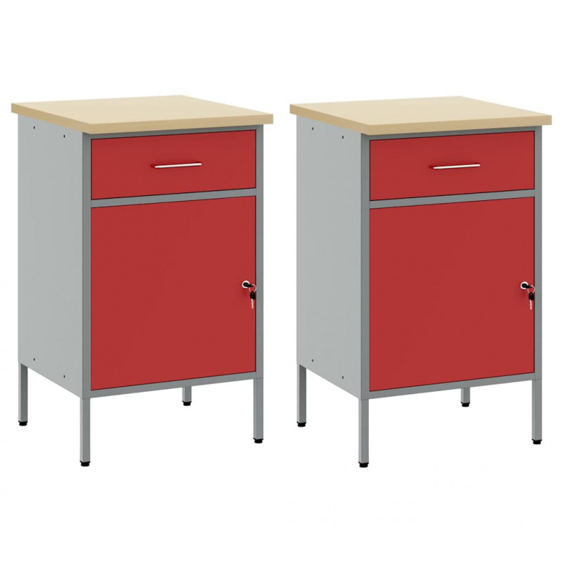 Szafka robocza 2 pcs Czerwony i Szary 100 x 55 x 85 cm