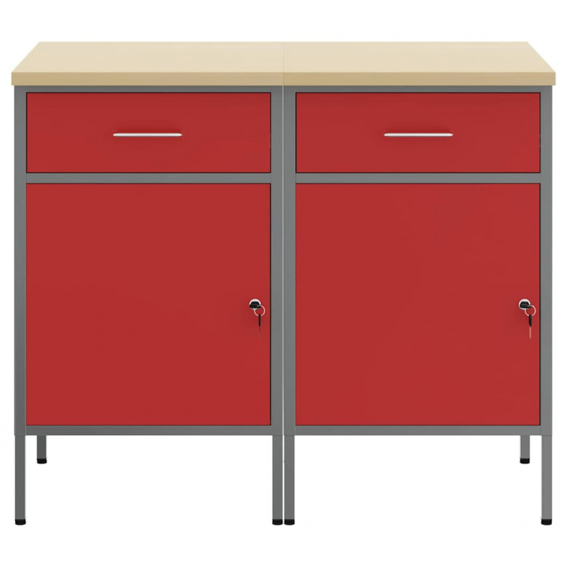 Szafka robocza 2 pcs Czerwony i Szary 100 x 55 x 85 cm