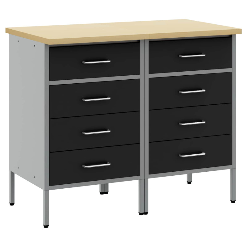 Szafka robocza z szufladą 2 pcs Czarny i szary 100 x 55 x 85 cm