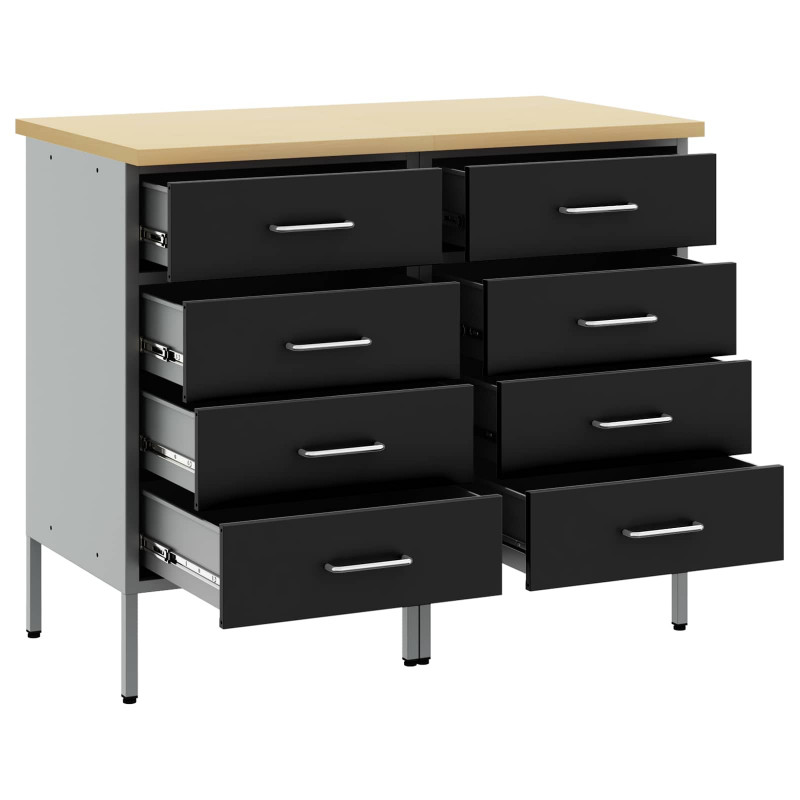 Szafka robocza z szufladą 2 pcs Czarny i szary 100 x 55 x 85 cm